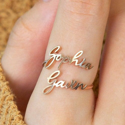 Personalized Double Name Adjustable Ring for Women😍🔥 - 24 Karat Gold Plated