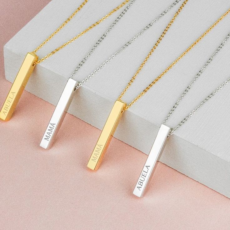 Custom Engraved Name Bar Necklace Men & Women