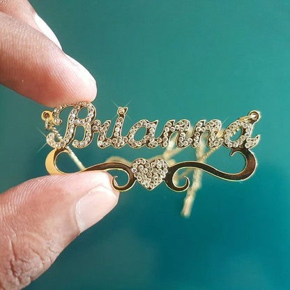 Custom Diamond Name Necklace – 24 Karat Gold Plated