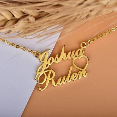 Custom Couple Name Pendant - 24K GOLD