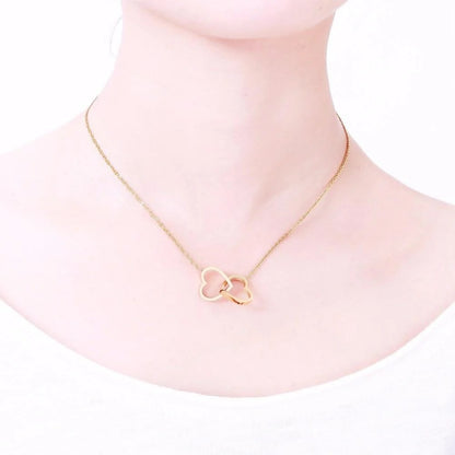 Elegant Interlocking Heart Necklace - Gold