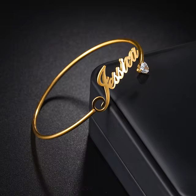 Custom Name Bangle - 24 Karat Gold