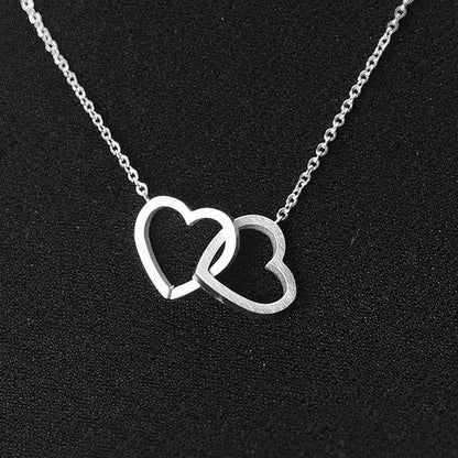 Elegant Interlocking Heart Necklace - Gold