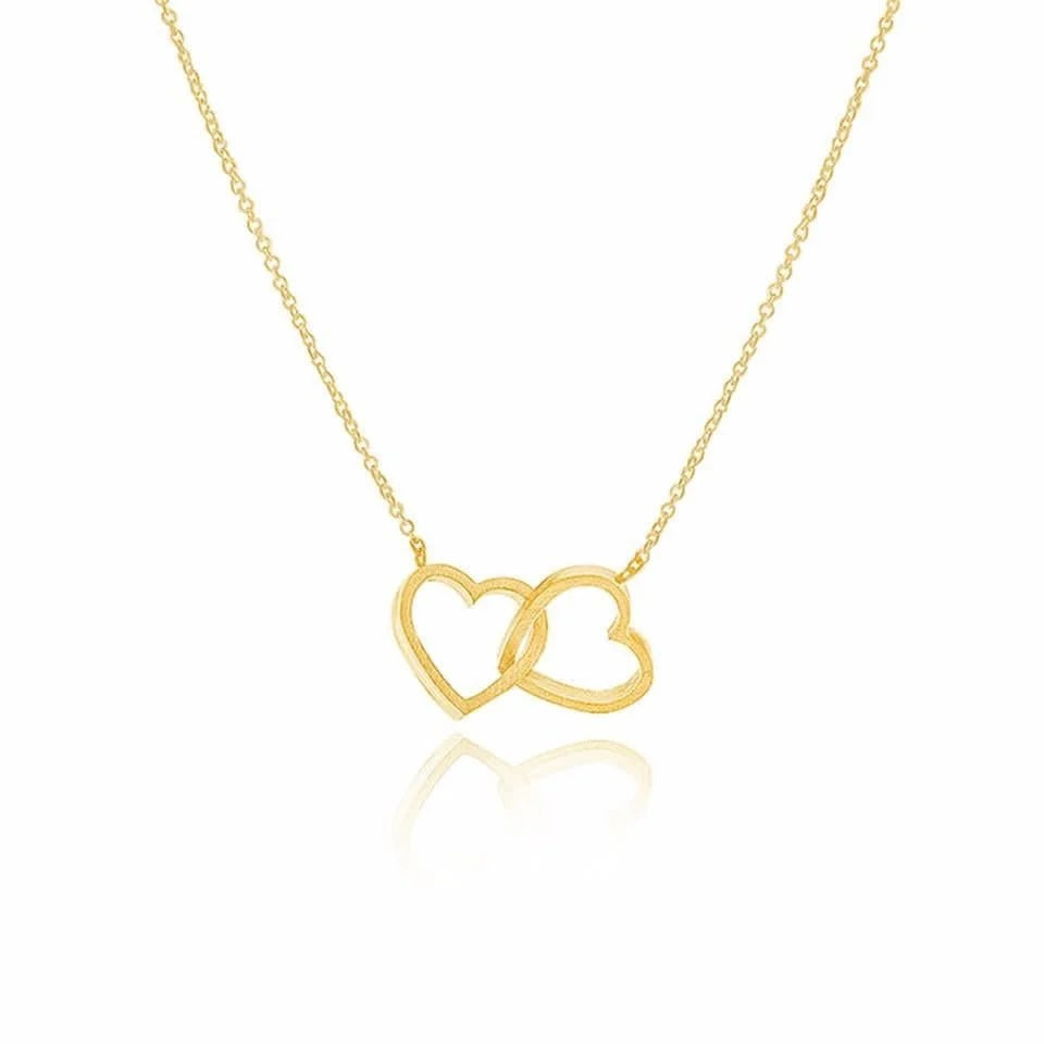 Elegant Interlocking Heart Necklace - Gold