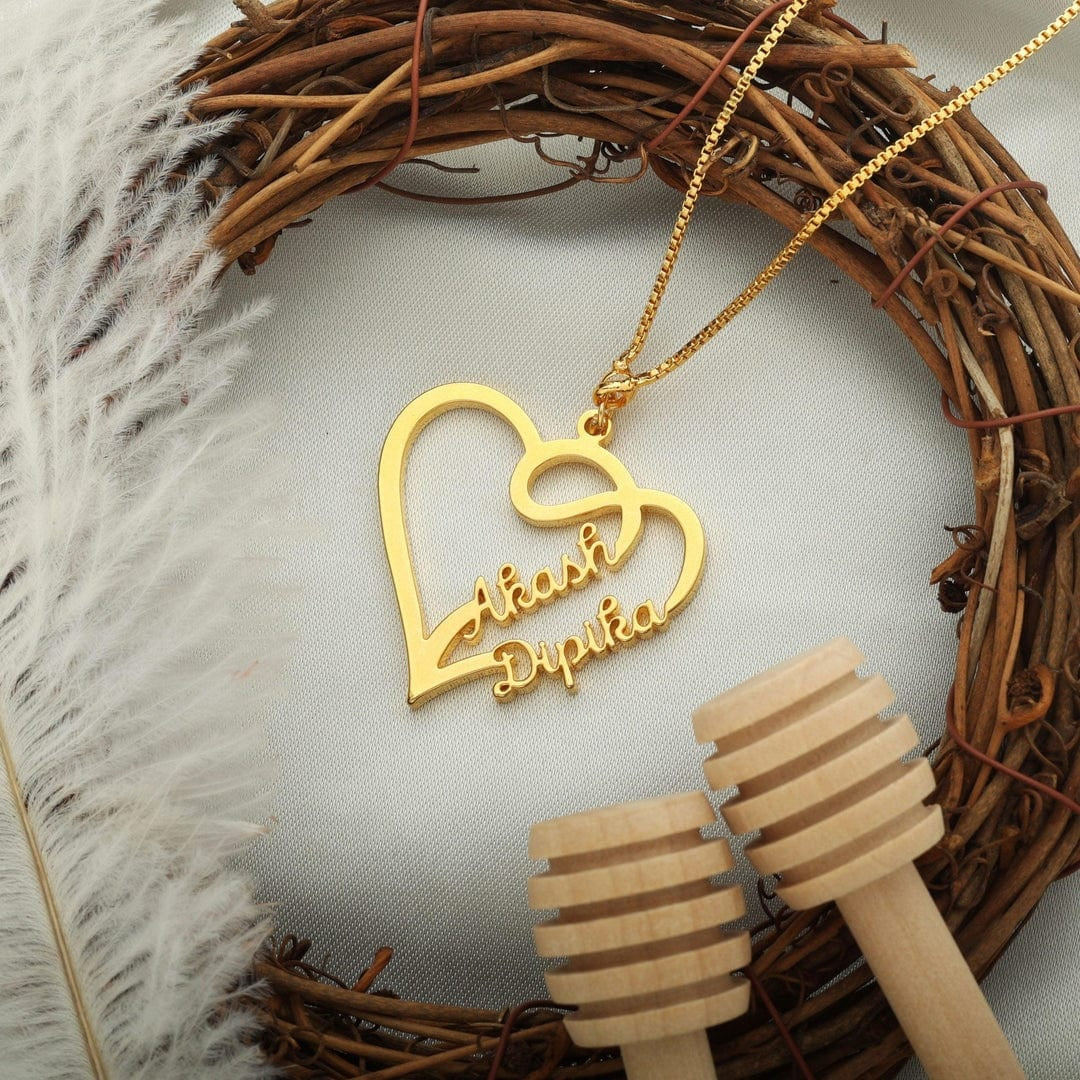 Custom Heart Couple Name Pendant