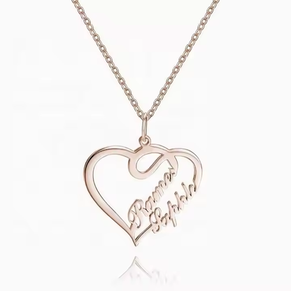 Custom Name Heart Necklace - 18 Karat Gold Plated