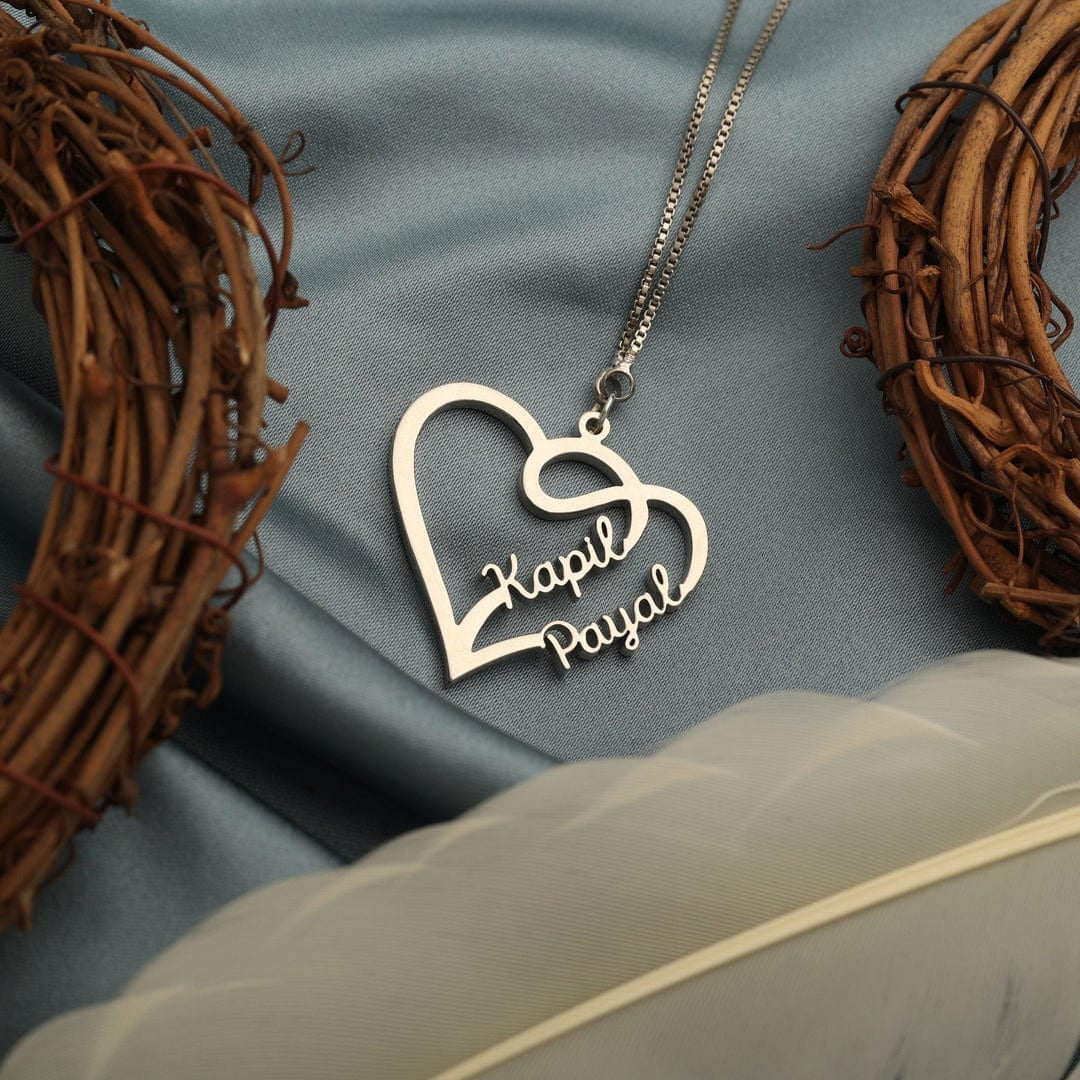 Custom Heart Couple Name Pendant