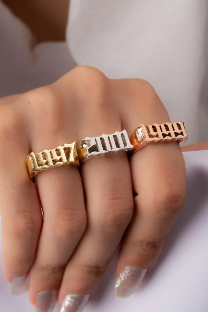 Gothic Year Rings – Personalized Birth Year Jewelry