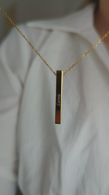 Custom Engraved Name Bar Necklace Men & Women